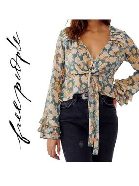 NWT Free People Maybel Blouse in Happy Combo